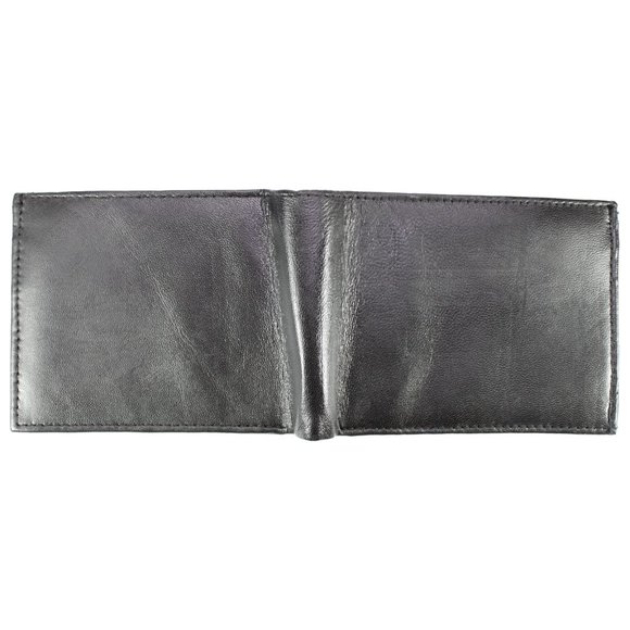 Leather Mens Wallet in Lambskin Leather, Black, Bifold Wallet - Picture 11 of 14